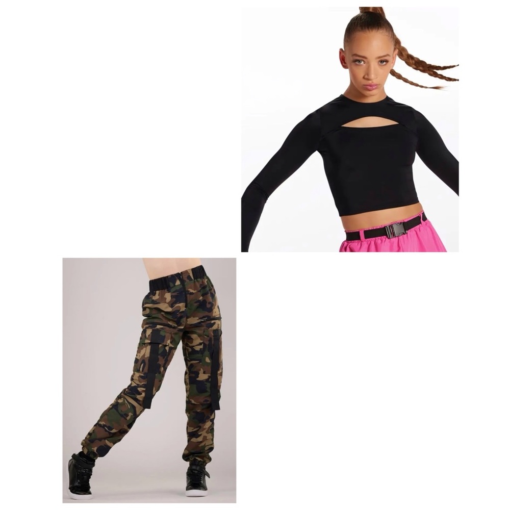 Weissman Balera Hip Hop Costume Set Black Crop Top + Camo Jogger Pants LA - Picture 2 of 14